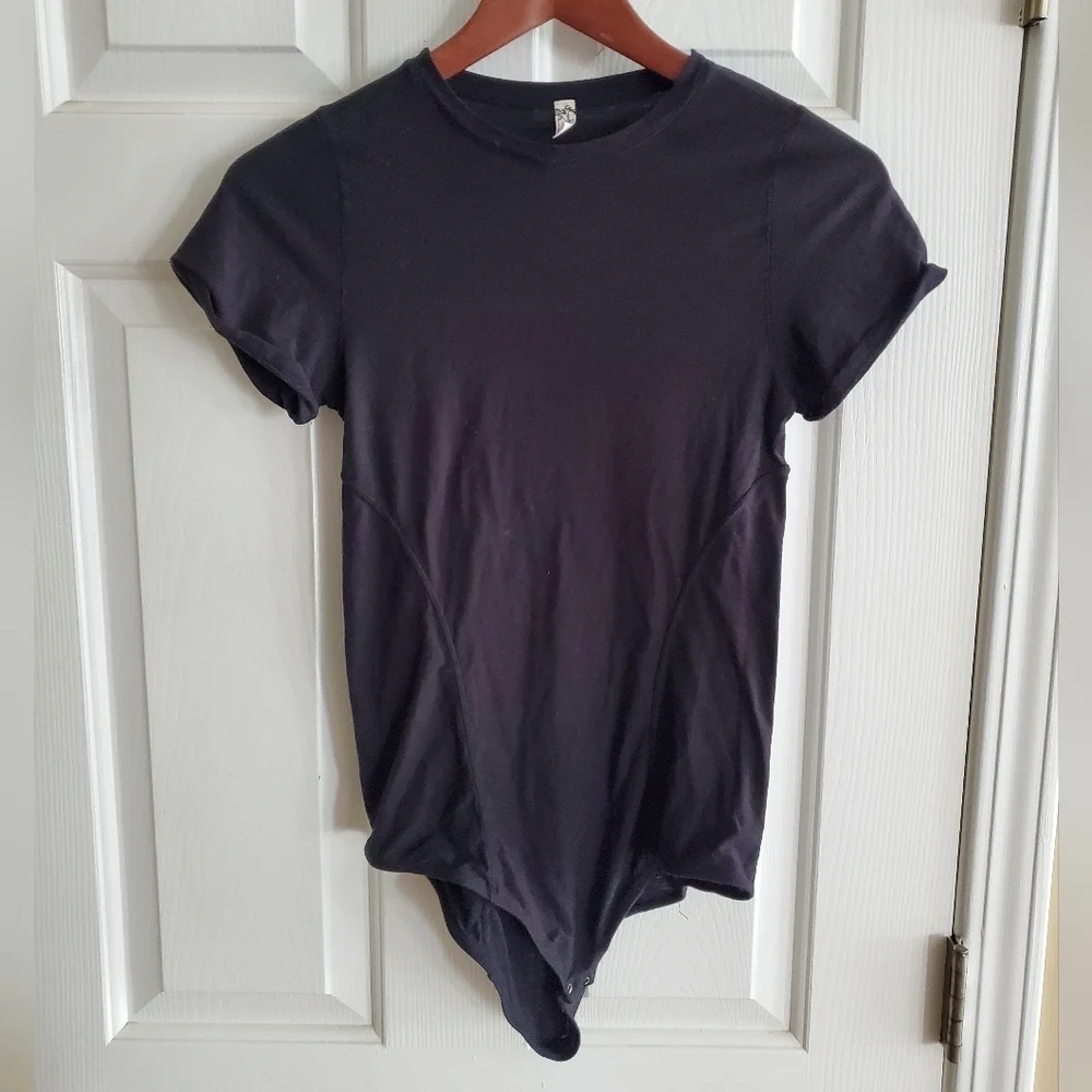 Free People Intimately Free Weekend Friend Shirt Bodysuit With Rolled Sleeves